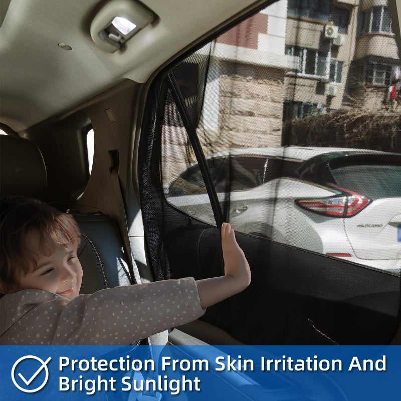 Aokway Magnetic Car Window Shades, Mesh Window Covers for Camping, UV Protection Car Curtains for Front & Rear Sunshade for car Window Baby, Universal Fit for Baby & Drivers (4Pcs) - Image 3